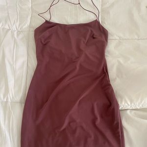 Dark rose body con spaghetti strap dress